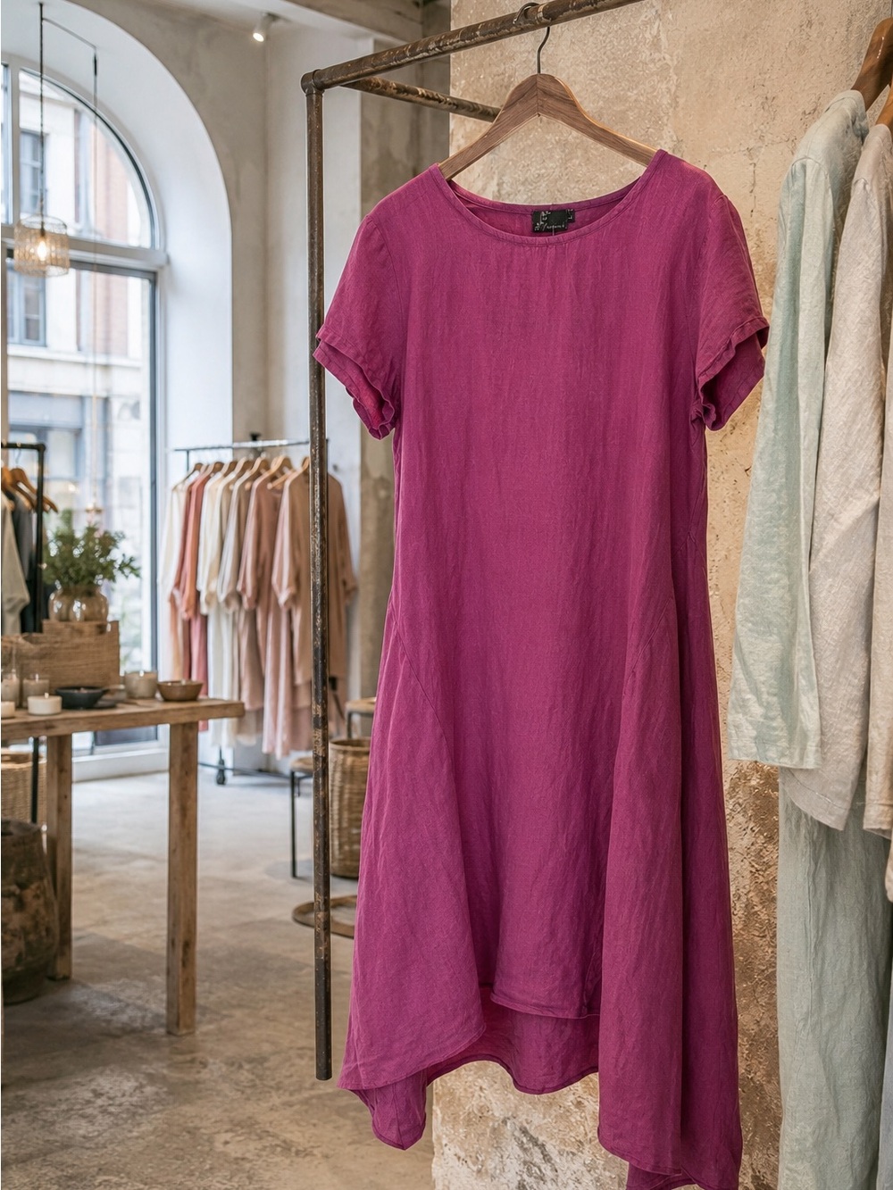NWT Fenini Linen High-Low Dress | Size L